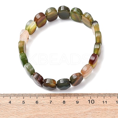 Dyed & Heated Natural Banded Agate Faceted Beaded Stretch Bracelets for Women BJEW-K251-07B-1