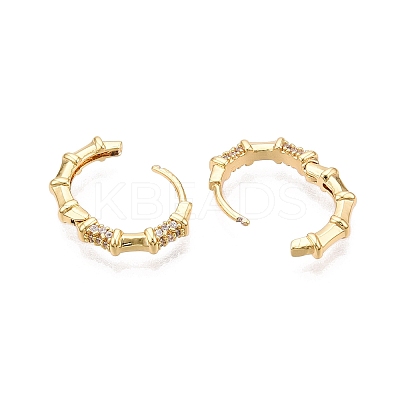 Ring with Bamboo Stick Cubic Zirconia Hoop Earrings EJEW-N054-55G-1