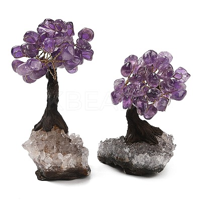 Natural Amethyst Chips Tree Sculpture DJEW-K026-01A-1