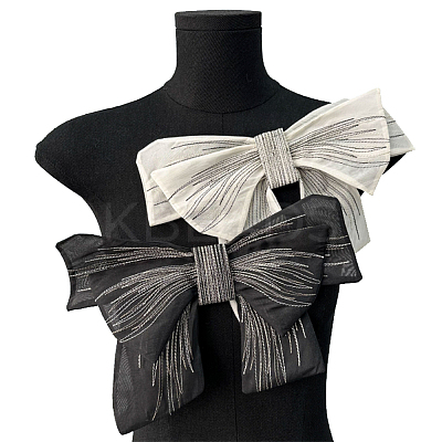 Big Bowknot Decorative Organza Embroidered Collar Trim AJEW-WH0518-41A-1