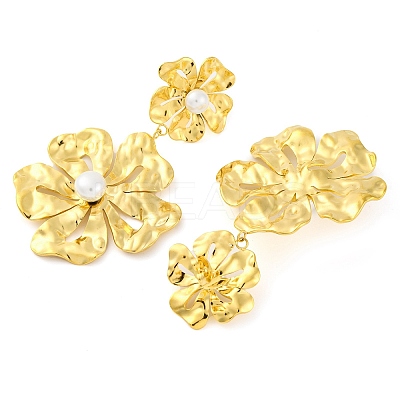 304 Stainless Steel Flower Dangle Stud Earrings for Women EJEW-U023-04G-01-1