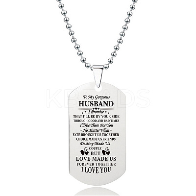 201 Stainless Steel To My Husband Dog Tag Pendant Ball Chain Necklaces FS-WG527E6-33-1