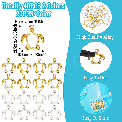 40Pcs 2 Colors Alloy Open Back Bezel Pendants FIND-CD0001-05-1