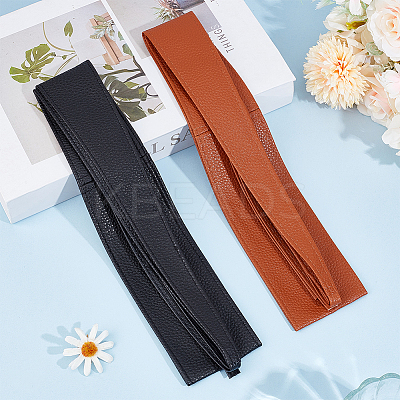 2Pcs 2 Colors Imitation Leather Wrap Around Waist Bands AJEW-CP0008-08B-1