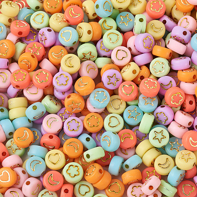 1000Pcs 4 Style Opaque Acrylic Beads MACR-CW0001-07-1