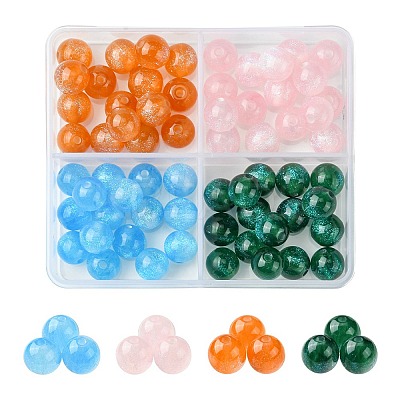 64Pcs 4 Colors Round Imitation Cat Eye Resin Beads RESI-FS0001-66C-1