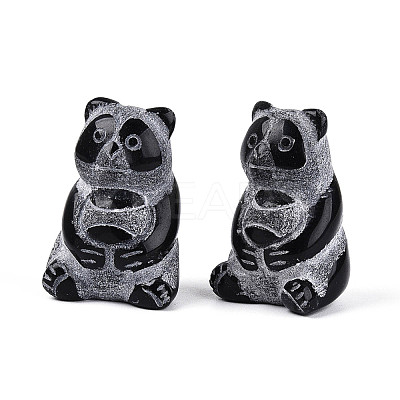 Natural Obsidian Panda Display Decorations G-T144-80-1