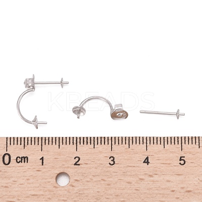 Anti-Tarnish Rhodium Plated 925 Sterling Silver Stud Earring Findings STER-M089-08-1