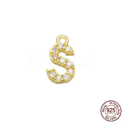 Real 18K Gold Plated 925 Sterling Silver Micro Pave Clear Cubic Zirconia Charms STER-P054-10G-S-1