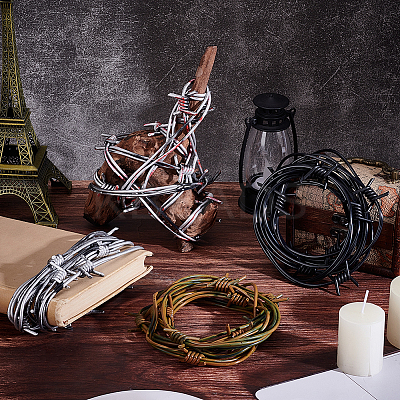 4Pcs 4 Colors Halloween Plastic with Iron Inside Fake Barbed Wire Garlands for Party Home Decoration Crafts KY-GA0001-40-1