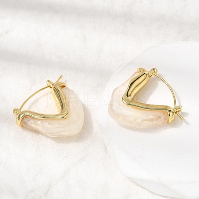 Brass Resin Hoop Earrings EJEW-P333-11A-G01-1