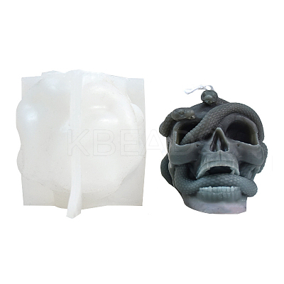 DIY Halloween Skull & Snake Candle Food Grade Silicone Statue Molds SNAK-PW0001-11-1
