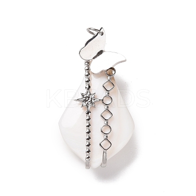 Natural White Shell Pendants SSHEL-C009-04P-1