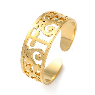 304 Stainless Steel Open Cuff Ring LS-RJEW-C063-01G-1