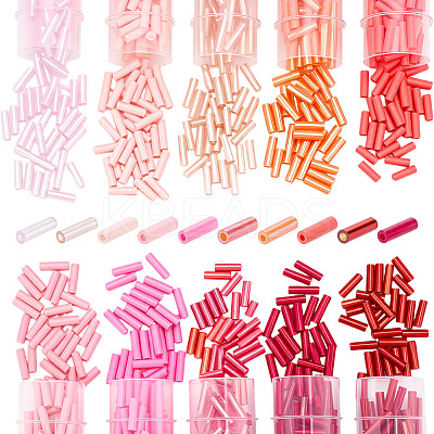 50G 10 Colors Glass Bugle Beads SEED-ME0001-19-1