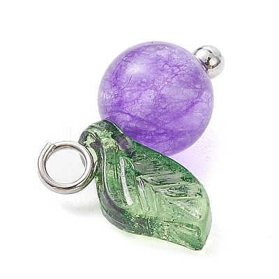 Natural Dyed Malaysia Jade Fruit Charms PALLOY-JF02431-03-1