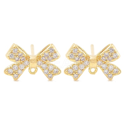 Brass Clear Cubic Zirconia Stud Earring Findings KK-A238-02A-G-1