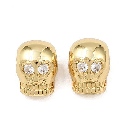Brass Cubic Zirconia European Beads KK-L251-63G-1