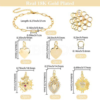 DIY Heart Themed Charm Bracelet Making Kits DIY-BBC0002-78-1