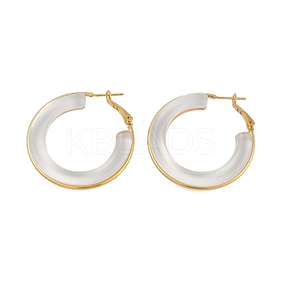 Brass with Transparent Resin Hoop Earrings EJEW-Q391-27G-1