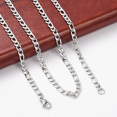 Tarnish Resistant Men's Casual Style 304 Stainless Steel Figaro Chain Necklaces STAS-O037-17P-1