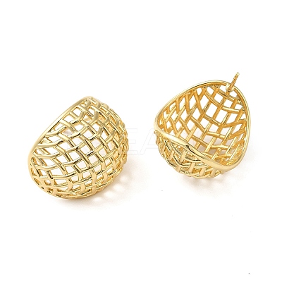 Rack Plating Brass Hollow Dome Stud Earrings for Women EJEW-Z019-18G-1