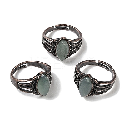 Natural Green Aventurine Horse Eye Adjustable Rings RJEW-K271-05R-12-1
