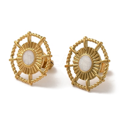 Ion Plating(IP) 304 Stainless Steel Sun Stud Earrings EJEW-C114-12B-G-1