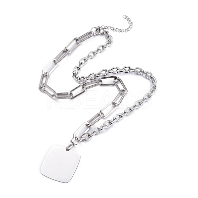 Non-Tarnish 304 Stainless Steel Paperclip Chains & Cable Chain Jewelry Sets SJEW-K153-62P-1