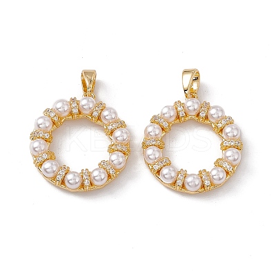 Brass Micro Pave Cubic Zirconia Pendants KK-B061-14G-1