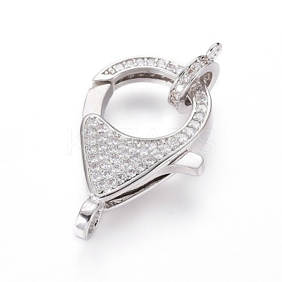 Brass Micro Pave Cubic Zirconia Lobster Claw Clasps ZIRC-F109-07P-1