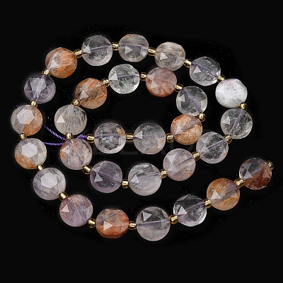 Natural Purple Phantom Quartz Purple Lodolite Quartz Beads Strands G-C116-A184-01-1