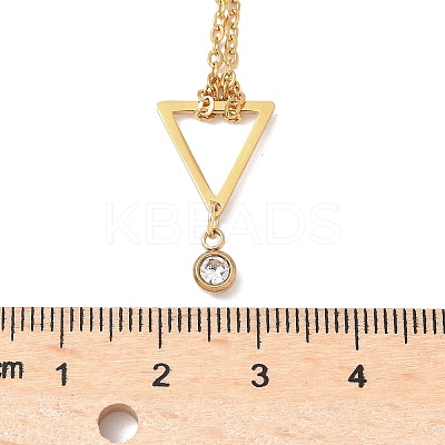 304 Stainless Steel Crystal Rhinestone Geometric Pendant Cable Chain Necklaces NJEW-Z073-01G-02-1