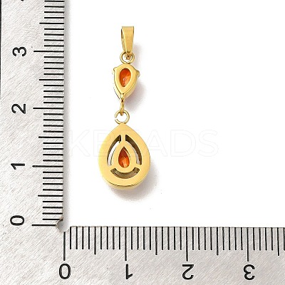 Ion Plating(IP) 304 Stainless Steel Micro Pave Cubic Zirconia Pendants STAS-H228-03G-05-1