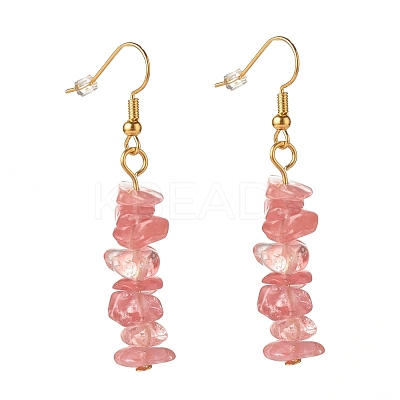 Gemstone Chip Beaded Dangle Earrings EJEW-JE04788-1
