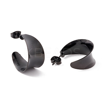 Ion Plating(IP) 304 Stainless Steel Chunky C-shape Stud Earrings EJEW-P198-09EB-1