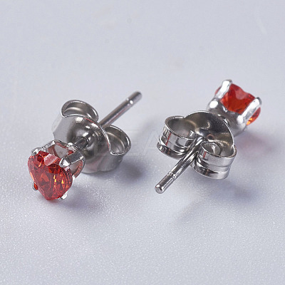 Cubic Zirconia Earrings EJEW-I209-08-4mm-1