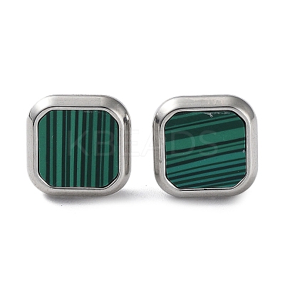 6 Pair 2 Color Square Synthetic Malachite Stud Earrings EJEW-A024-02-1