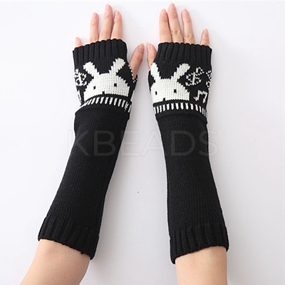 Polyacrylonitrile Fiber Yarn Knitting Long Fingerless Gloves COHT-PW0001-14B-1