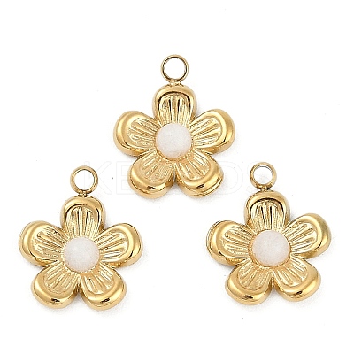 Natural White Jade Flower Charms STAS-I325-143G-03-1