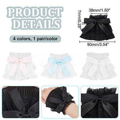 4 Pairs 4 Color Cute Bowknot Polyester Stretch Oversleeves AJEW-GA0006-16-1