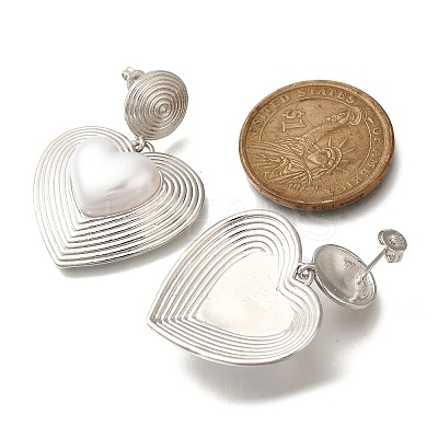 Rack Plating Heart Brass Dangle Stud Earrings EJEW-H143-16P-1