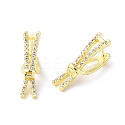 Clear Cubic Zirconia Bowknot Hoop Earrings EJEW-G333-08G-1