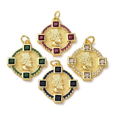 Brass Pave Cubic Zirconia Pendants KK-A271-06G-1