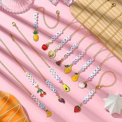 12Pcs Alloy Enamel & Acrylic Pendant Decoration HJEW-CJ00055-1