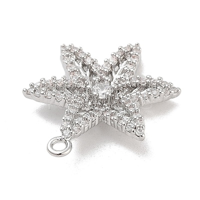 Brass Pave Clear Cubic Zirconia Pendants KK-Z061-09P-02-1