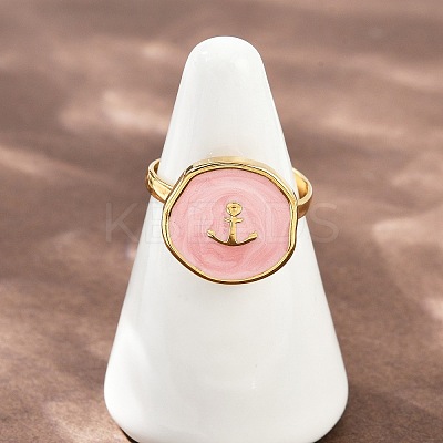 304 Stainless Steel Enamel Open Cuff Rings for Women RJEW-K301-06C-1
