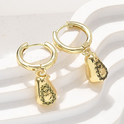 Brass Cubic Zirconia Hoop Earrings EJEW-Q015-02G-B-1
