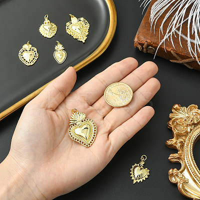 6Pcs 6 Styles Brass Micro Pave Cubic Zirconia Pendants KK-SC0006-91-1
