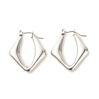 Non-Tarnish 304 Stainless Steel Chunky Rhombus Hoop Earrings for Women EJEW-K242-06P-1